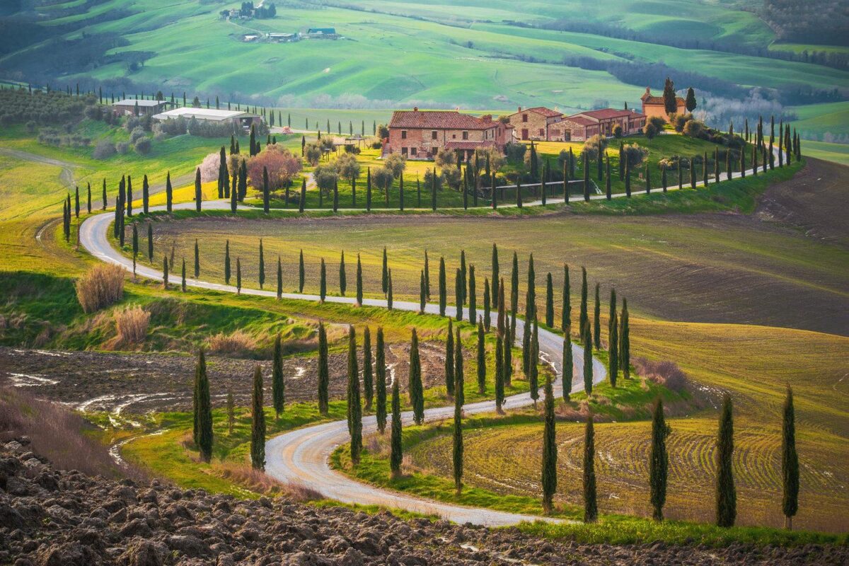 Chianti road in Tuscany: vineyards, cathedrals, castles and hills